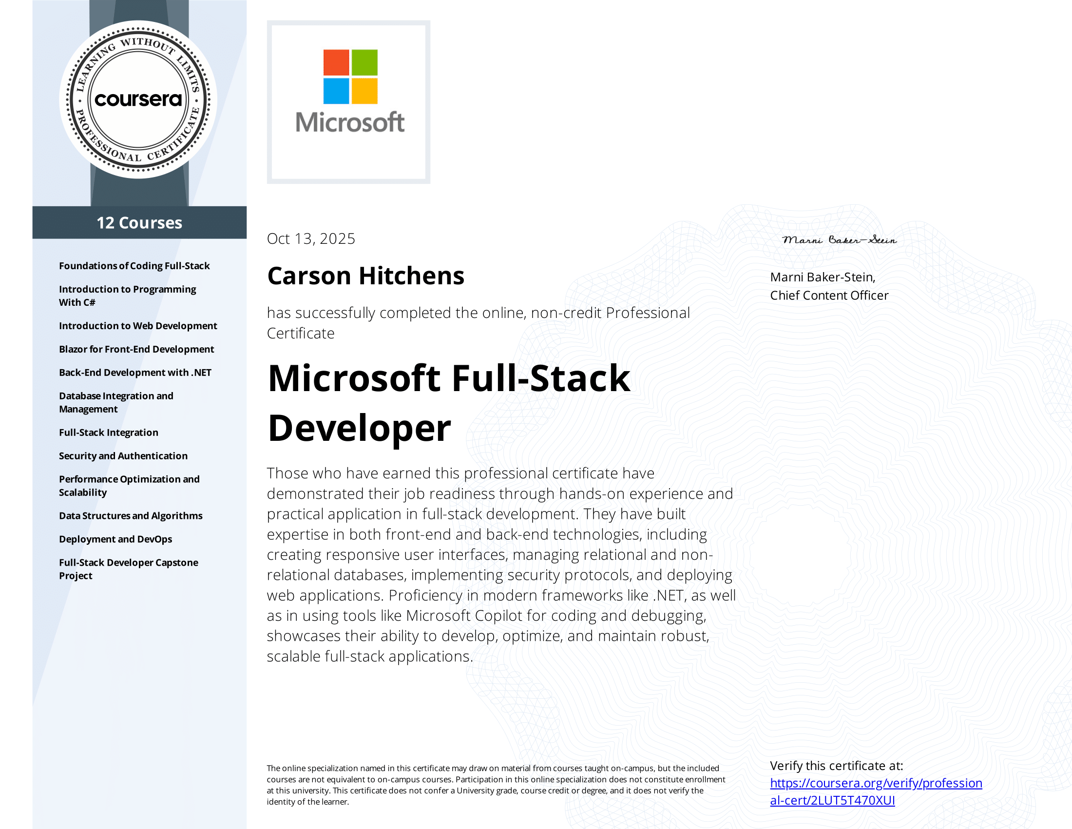 Microsoft Full Stack Certificate